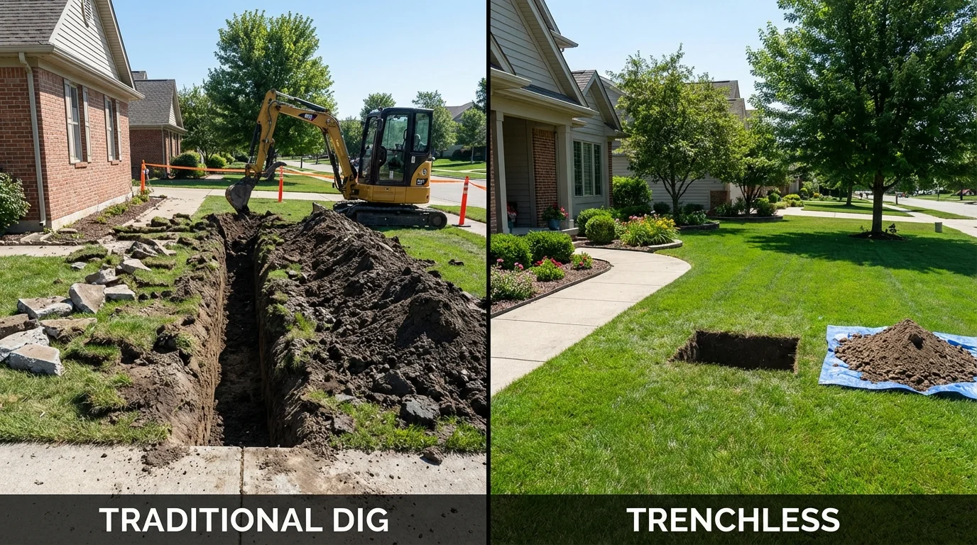 Trenchless sewer repair with minimal yard damage versus traditional excavation in Chehalis, WA